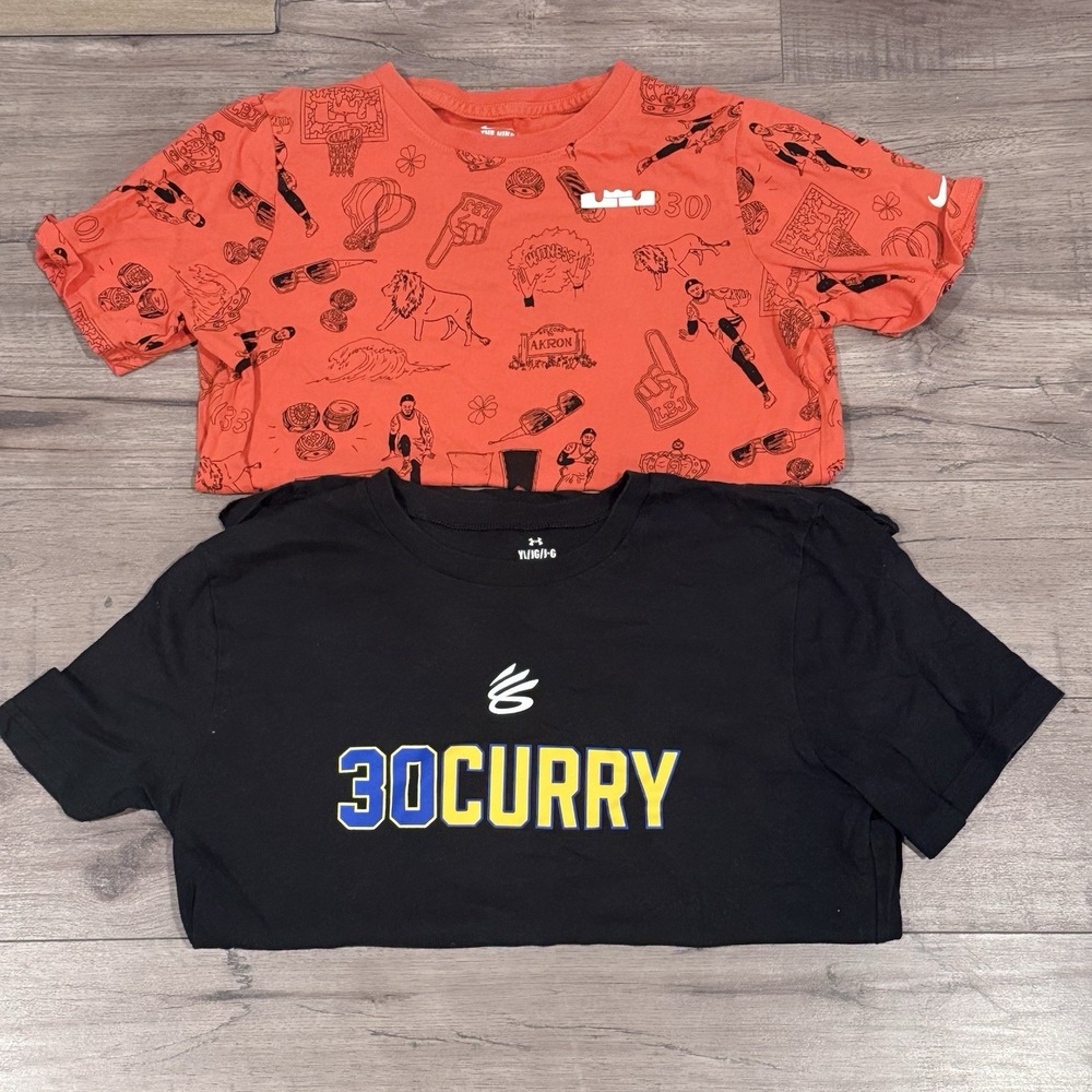 Under Armour Curry Nike LeBron All Over Print Short Sleeve Shirt Lot Youth Large